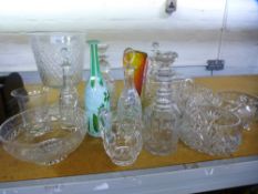 Mixed glassware to include decanters, bowls and jugs