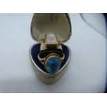 9ct yellow gold mother of pearl set signet ring and another blue stone set ring, marked 375, one AF,