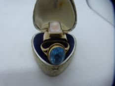 9ct yellow gold mother of pearl set signet ring and another blue stone set ring, marked 375, one AF,