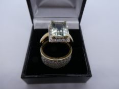 9K yellow gold dress ring set with cubic zirconias and square stone 9k gold dress ring, gross weight