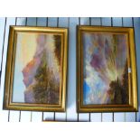 A pair of unsigned oils of Scottish mountainous landscapes, 60 x 39 cms