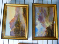 A pair of unsigned oils of Scottish mountainous landscapes, 60 x 39 cms