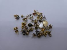 Collection of 9ct and other stud earrings, some marked