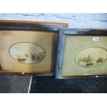 E. Parrini; a pair of oval late 19th century watercolours of boats in Venice, and two unframed Pears