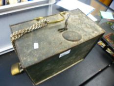 An old cast iron Strongbox, with key