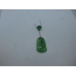Vintage Jade pendant, hung in 9ct white gold mount