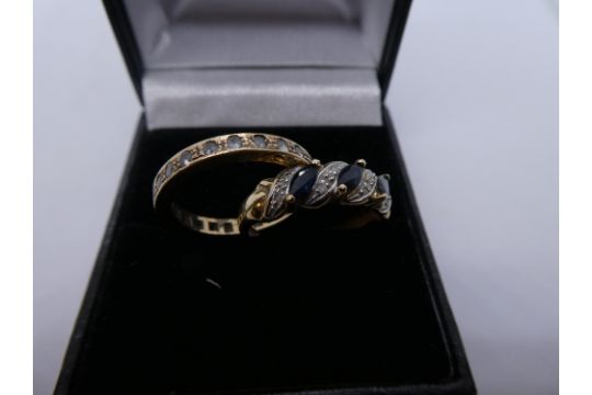 9ct yellow gold Sapphire and diamond chip dress ring, marked 375 and 9ct yellow gold eternity