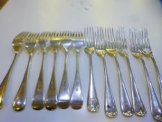 A set of twelve heavy silver Edwardian forks hallmarked Sheffield 1902 John Round and Son Ltd. Gross