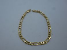 10K yellow gold curb link bracelet, approx 21cm, weight approx 4g