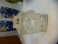 A Lalique square glass vase, decorated flower heads, 8 cms