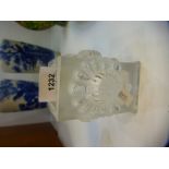 A Lalique square glass vase, decorated flower heads, 8 cms