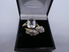 Two 9ct yellow gold dress rings set with clear stones, marked 375 and 9ct, gross 6g