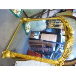A Victorian gilt overmantel mirror decorated fern and ivy leaves, 130 cms