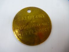 Circular double sided 'Sir JJ War Dept. Workmens Train' token