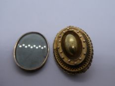 Victorian unmarked yellow metal mourning brooch, approx 4 cm, weight approx 5.8g