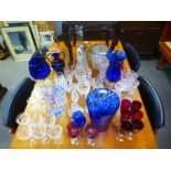 A quantity of coloured and clear glassware