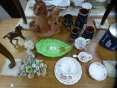 A mixed lot to include a Jasperware biscuit barrel, a small quantity of Royal Crown Derby and sundry
