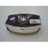 A very decorative silver and tortoise shell trinket box on four feet hallmarked Birmingham 1918 Lebi