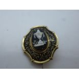 Antique yellow metal mourning brooch 'Mary Henrietta Simpson of 2 Jan 1845', 'Sarah Ann Simpson of