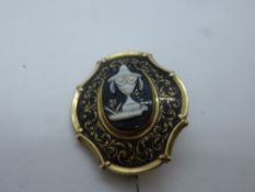 Antique yellow metal mourning brooch 'Mary Henrietta Simpson of 2 Jan 1845', 'Sarah Ann Simpson of