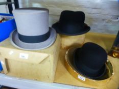 A top hat by Dunn and Co, a bowler and one other hat - 3