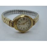 Vintage ladies Rotary wristwatch in 9ct yellow gold case, marked 375, on rolled gold adjustable