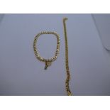 9ct yellow gold bracelet and a 9ct curb link bracelet both marked 375, weight approx 6.5g