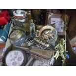 Box including brasswre, glassware, bedroom set, whiskey bottle, silver plate etc