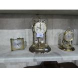 Two Schatz marriage clocks and small brass Emes mantel clock