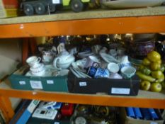 Three boxes of mixed chinaware including Royal Doulton, Paragon, cups, plates and jugs