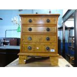 Small bedside chest of 3 drawers, Birds Eye Maple wood