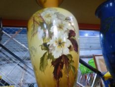 Large glazed painted vase with floral design - Victorian in style