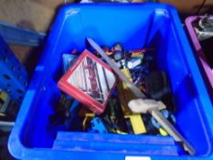 Box of children's toys, including cars, etc