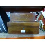 A selection of inlaid wooden boxes to include writing slopes, tea caddy, etc