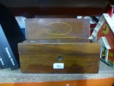 A selection of inlaid wooden boxes to include writing slopes, tea caddy, etc