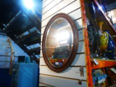 Four vintage mirrors including wooden and brass framed, etc