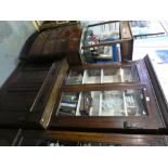 Vintage mahogany dresser with two glazed doors above cupboards