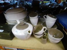 Collection of Poole pottery part tea/dinnerware and small box of costume jewellery