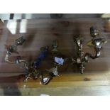 Pair of twin branch wall sconces