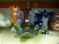 Small selection of coloured glass, to include jugs