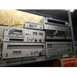 A collection of various stack deck systems to include Technics, tuner, tape player, HMV Tuner,