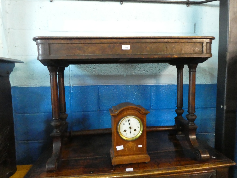 Victorian mahogany consul table with leather top AF, on turned splayed supports