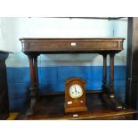 Victorian mahogany consul table with leather top AF, on turned splayed supports