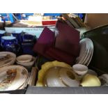 Two boxes of mixed china etc, including Duchess china, Doulton, etc
