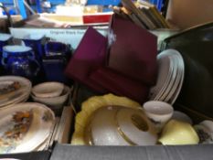 Two boxes of mixed china etc, including Duchess china, Doulton, etc