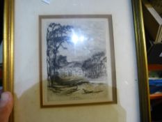 Box of wooden framed and loose picture depicting country scenes