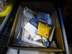 Box containing old photos, pictures, Kodak paper, etc