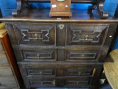 An antique, probably 18th century oak two part chest of drawers of Jacobean style, 115cms