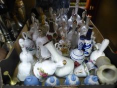 Box of ceramic bells, to include; Royal Albert, London Nelson and small collection of teaware.