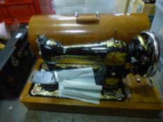 Cased standard vintage sewing machine